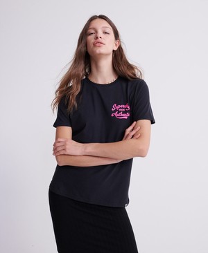 Superdry Neon Classic Oversized Női Pólók Fekete | XEKDN0845